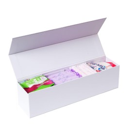 Casa/Legno Girl Stuff, Tampon Holder for Bathroom, Pad and Tampon Organizer for Bathroom, Feminine Product Organizer, Tampon Case, Tampon Storage for Bathroom, Girl Stuff Period Box (White,12"x3"x3")