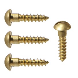 #6 x 3/4" Solid Brass Round Head Wood Screw Qty 100 Pieces, Slotted Drive, Number 6 Size x 3/4" Length