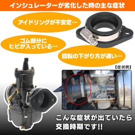 Insulator Manifold Carburetor Manifold Rubber Insulator Carburetor Manifold Insertion Diameter 1.3 inches (33 mm) VM26 PE24 PE28 PWK21/24/26/28/30 Insertion Diameter 1.3 inches (33 mm), Mounting Pitch