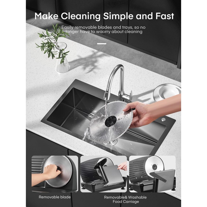 FOHERE Electric Meat Slicer 200W Deli Slicer for Home with