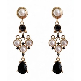 Vintage Pearl Earrings Black Earrings for Wowen Pearl Drop Earrings Teardrop Chandelier Long Dangle Earrings Baroque Earrings Bohemian Earrings