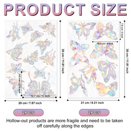 4 Sheets Anti-Collision Window Bird Stickers, Hollow Butterfly Safe Window Clings Rainbow Safety Deterrent Stickers Static Window Clings Animal Window Strike Prevention Clings