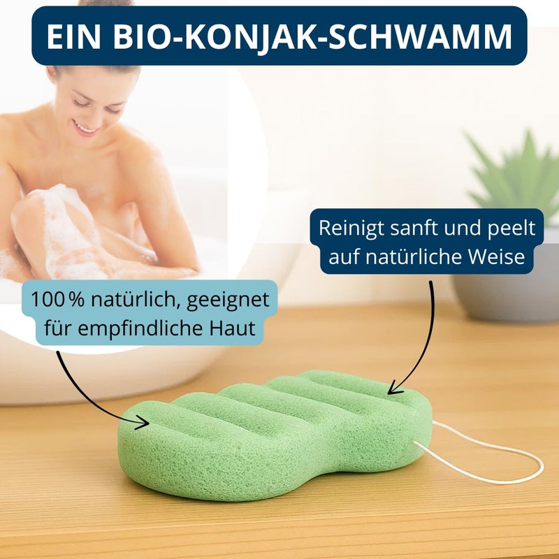 Organic Konjac Sponge for Body in Conjunction with Green Tea