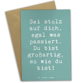 Mr. & Mrs. Panda Greeting Card Saying "Mit Entillungen umgehen Stolz - Geschenk, Zuversicht, Klappkarte, Handgefertigte Produkte, Sei stolz auf dich,