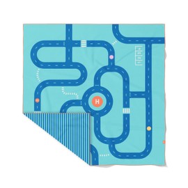 Quut - Napkin de Plage/Piscine Enfant Avec Jeu - en Microfibre Séchage Ultra Rapide, sans Sable - Compacte, Légère (Street, XL - 180 x 180 cm)