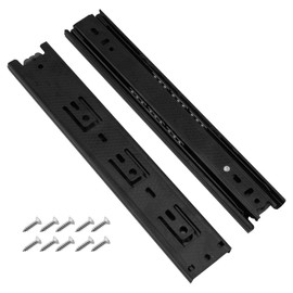 MroMax 10-Inch Cold Rolled Steel Drawer Slides, Full Extension Ball Bearing Slide Track Rail 45mm Wide 100lb Capacity Black 1 Pair