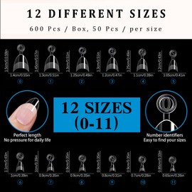 ASONRL 600Pcs Extra Short Stiletto Nail Tips, 12 Sizes Pre Shaped Half Cover Stiletto Press On Nails Soft Gel Nails Matte Clear Fake Nails Tips for Nail Extension Home DIY Nail Salon with Box