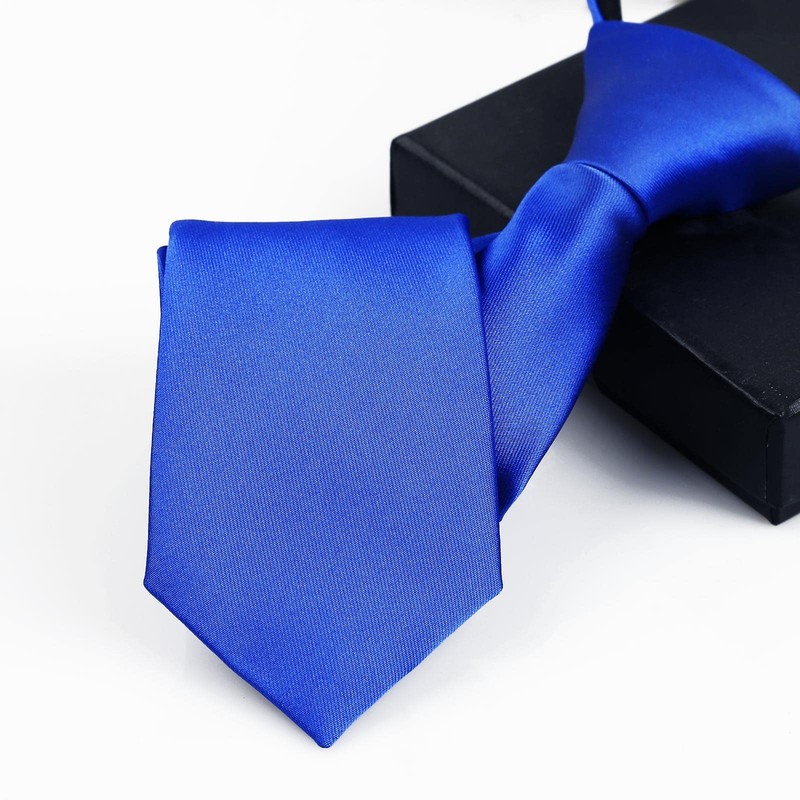 Alizeal Boys Solid Color Pre-tied 6cm Zipper Skinny Necktie, Royal