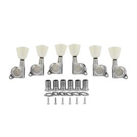 Guitar 3-per-side Locking Tuners 18:1 Locking Tuning Keys Guitar Tuning Machines with Off White Keystone Handle for LP/Les Paul/SG/ES or Acoustic Guitars Chrome
