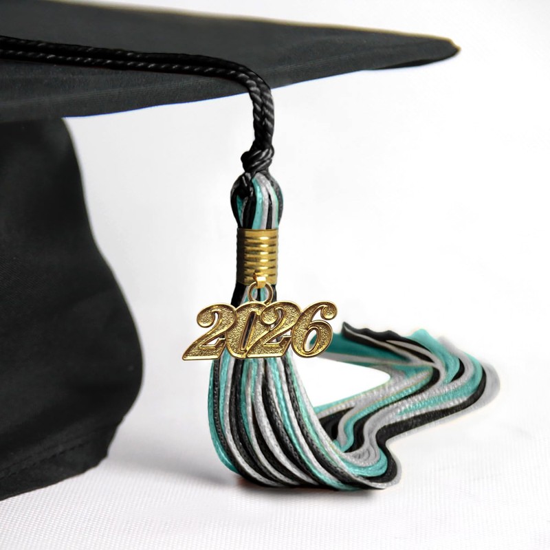 Endea Graduation Mixed Triple Color Tassel with Gold Date Drop