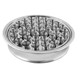 Communion Ware Holy Wine Serving Tray with 40 Cups - Stainless Steel (Mirror/Silver)