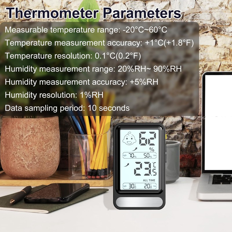 PAIRIER Digital Thermometer Hygrometer Indoor Temperature and Humidity Meter Large