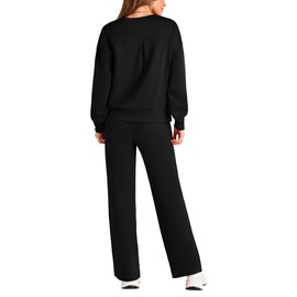 PRETTYGARDEN Women's 2 Piece Outfits Tracksuit Long Sleeve Pullover Tops And Long Pants Jogger Sets Sweatsuits (Black,X-Large)