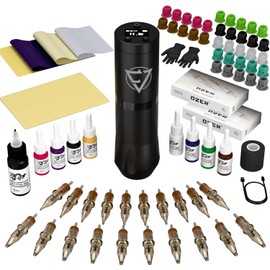 OZER Kit De Máquina De Tatuar Inalámbrica Con Pluma Giratoria, Cartucho De Tinta Y Aguja.