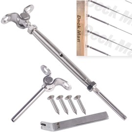 Deck Man T316-Stainless Steel Adjustable Angle 1/8" Cable Railing Kit/Hardware for Wood Post，Marine Grade (6 Pack)