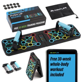 Mintlife© Pushup Board For Men & Women + FREE 30-Week Training Program - Portable Press Up Board For Home & Travel + Board Provide A Complete Whole Body Workout System Suitable For All Fitness Levels.
