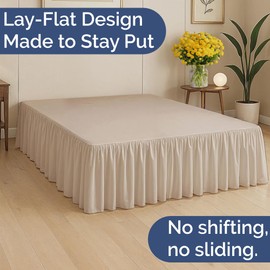 Bedskirt Full Size Ruffle - 15 inch Drop Dust Ruffle Bed Skirt with Platform - Ultra-Soft, Easy Fit, Premium Hotel Quality - Wrinkle, Fade & Shrink Resistant - for Women, Men, Kids and Teens - Cream