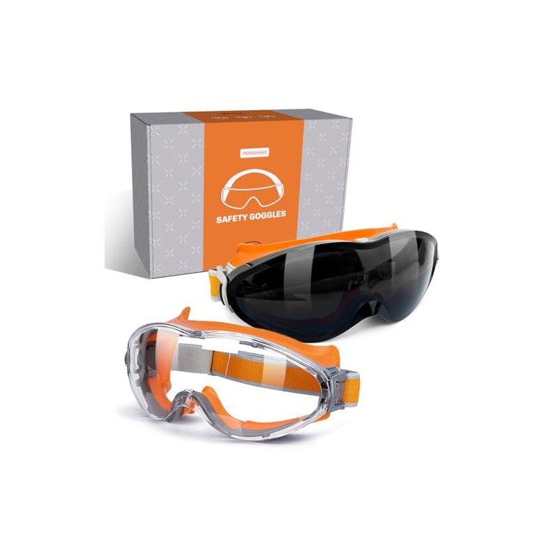 2-Pack Safety Goggles Over Glasses for Men, Anti-Fog Lab Eyewear