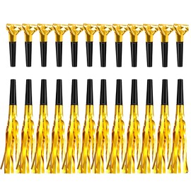 24 Pieces Gold Noise Makers for Adults Kids Party Horns and Blowers Noisemakers for for Birthday Christmas Sporting Events New Years Eve Party Supplies 2024
