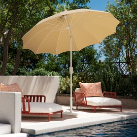 LAUSAINT HOME 9ft Pagoda Patio Umbrella with 360° Rotation, Deluxe Outdoor Patio Table Umbrella Deck Pool Market Umbrella with Push Button Tilt & Easy Crank, Khaki