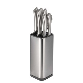 Dura Living Universal Knife Block Holder, Stainless Steel Knife Stand Without Knives, Safe Space Saver Stable Knife Storage with Scissors Slot, Detachable for Easy Cleaning, Kitchen Organizer, Silver