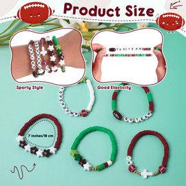 Landical 30 Pcs Football Charm Bracelets Sports Wristbands for Teens Adults Beads Stretch Friendship Bracelets Set for Sport Events Game Day Mom Accessories Favors for Team