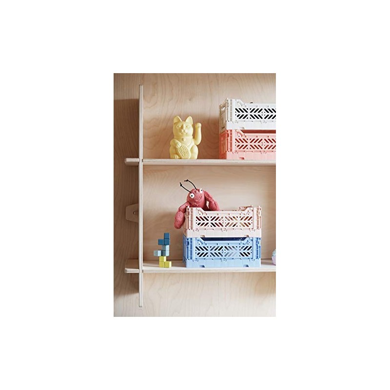 Ay-Kasa Folding Crate, Sturdy Folding Box, Plastic, Stackable, Cream, Mini