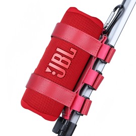 Lebakort Tragbare Lautsprecher Halterung für 7-12 Zoll Bluetooth Wireless Lautsprecher für Golf Cart Geländer Fahrrad Boot Outdoor Verstellbare Riemen (Rot)