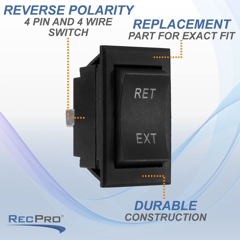 RecPro RV Electric Tongue Jack Switch, Push Button, Black, 2