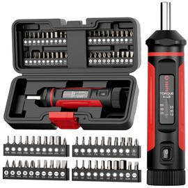VANPO Torque Screwdriver, 15-65In-lb Torque Screw Driver Wrench Driver Set, 1/4'' Drive Inch Pounds Torque Wrench Screwdriver with 40 S2 Bits for Maintenance, Tools, DIY, Bike Repairing and Mounting