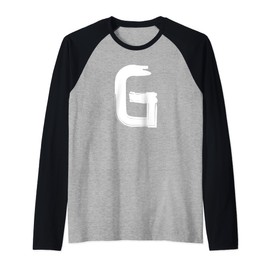 Creative Bold White Letter G - Design - Alphabet - Marker Raglan Baseball Tee