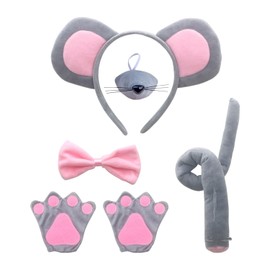 NYGGTYK 1 Set Mouse Costume, Animal Costume Set, Holiday Cosplay Costume Set, Mouse Masquerade Costume, Mouse Ears, Headband Costume, Mouse Paw Gloves