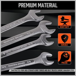 HORUSDY 26-Piece Durable Combination Wrench Set with Roll-up Pouch, Open End Wrench Set for General Household, Garage, Auto Repairs, SAE 1/4” - 1” and Metric 8mm - 24mm