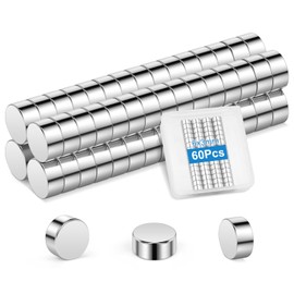 Wzone 60pcs Neodymium Magnets, 6 x 3 mm Small Magnets Round Strong Magnets for Whiteboard Fridge Pin Board Photos DIY Craft Office