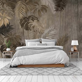 Cliouar-Turtle Backed Bamboo Plantain Leaf Plant Wall Mural Wallpaper for Bedroom Living Room 158" x 110" (Not Self Adhesive)