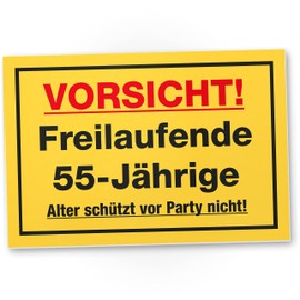 DankeDir! Freilaufende 55 Jährige - 30 x 20 cm Schild - Partydeko Geburtstagskarte Geschenkidee Geburtstagsdeko - 55 Jahre 55er Geschenk Freundin Geburtstagsgeschenk Frauen 55. Geburtstag