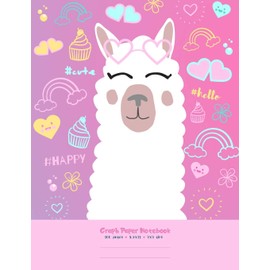 Graph Paper Notebook: Cute Kawaii Design Llama | Ideal math and science exercise notebook for young students | 4x4 quad ruled | 100 pages | 8.5x11