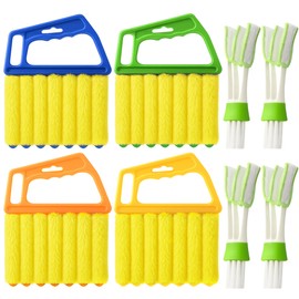 Blind Cleaner Duster Tool - 4 Pcs 7 Fingers Anti-Shedding Window Blind Cleaner Tool and 4 Pcs Air Vent Cleaner, with High-Density Microfiber Fleece and Ergonomic Handle, Detachable and Washable