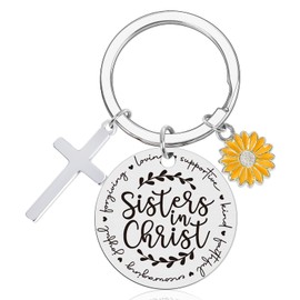 Luvsweets Sisters in Christ Gifts for Women - Christian Religious Keychain for Sister, Inspirational Bible Verse Faith Based Friendship Gifts for Best Friend Besties Birthday Christmas Easter