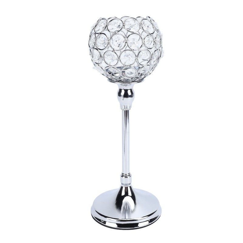 Crystal Candle Holder Ornament Tall Elegant Crystal Silver Candlestick for