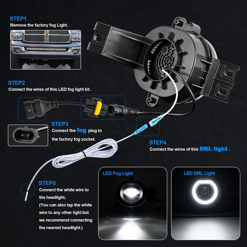 SHINEFIT LED Fog Lights Assembly wiht DRL Replacement for 2002-2008