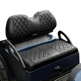 NOKINS Golf Cart Diamond Seat Covers Kit, Fit for Club Car Precedent OEM Standard Front Seat Cushion, No Nails Required & Easy to Clean, Breathable Vinyl Seat Covers (Black&Black Stitching)