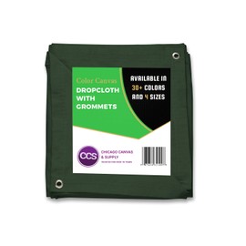 CCS Canvas Drop Cloth with Grommets – Heavy Duty Cotton Duck Cloth Tarp for Curtains, Backdrops, Painting – Washable & Reusable Floor Cover, Dust Sheet for Furniture (Olive Drab, 8x10 Ft)