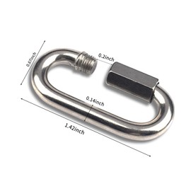 QUETTO 6 Pcs M3.5 Lock Quick Link Chain Connector 304 Stainless Steel Screw Lock Carabiner