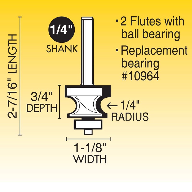 IVY Classic 10920 1/4-Inch Radius Edge Beading Carbide Router Bit