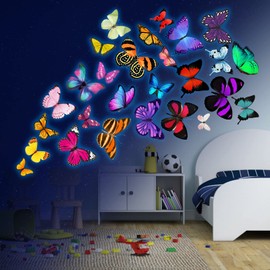 Luminous Wall Sticker Butterflies Luminous Wall Sticker Butterflies Decoration Butterfly Wall Sticker Wall Decoration for Living Room Bedroom Children's Room Blue