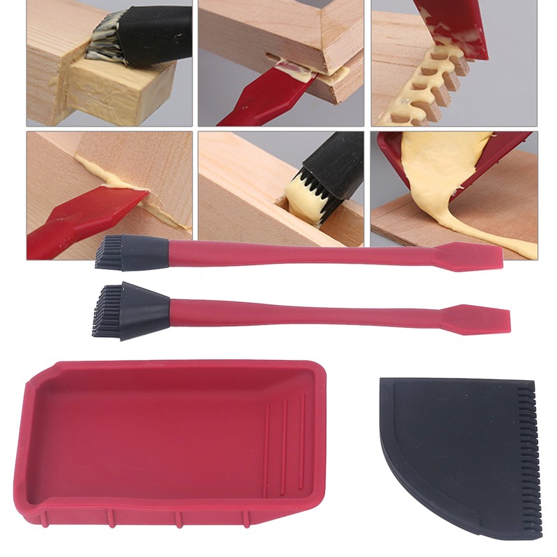 4Pcs Silicone Glue Kit 2 Brush 1 Comb and 1