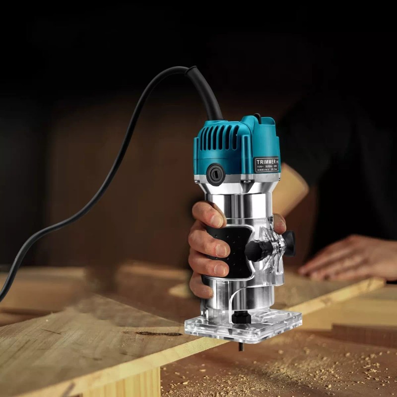 Burkey Router Madera Recortadora Rebajadora 800w 15 Brocas Carburo