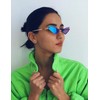 Azoxus Women Futuristic Small Cateye Sunglasses Triangle Rimless Tinted Green