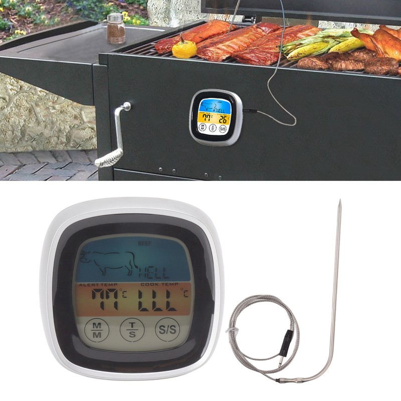 Food Touch Thermometer Kitchen Digital Display Timer Thermometer Field Barbecue